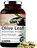 Olive Leaf Extract 750mg, 200 Capsules, Made with Organic Olive Leaf, Active Polyphenols and Oleuropein for Immune and Cardiovascular Health, Non-GMO
