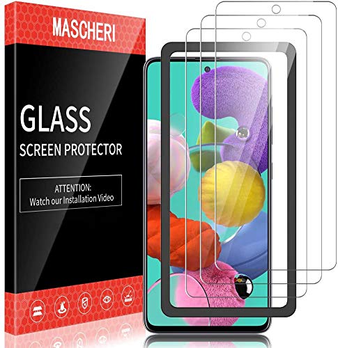 MASCHERI [3 Paquetes] Protector de Pantalla para Samsung Galaxy A51 Cristal Templado [Marco de posicionamiento] Vidrio Templado Protector Pantalla para Samsung A51