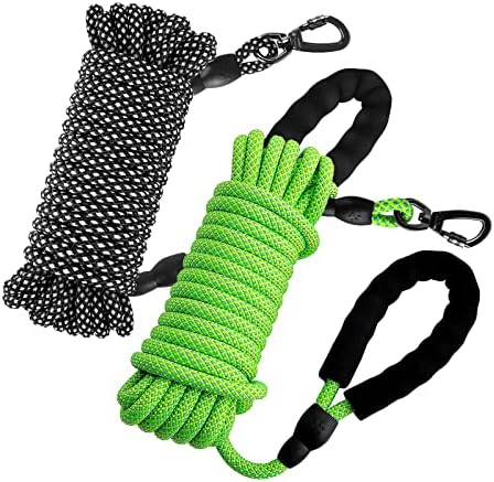 Aystkniet Dog Leads, 2 Pack of 4.5M 15FT Training Lead for Dogs with Lockable Hook and Thick Padded Handel, Rope Leash for Small Medium Large Dogs Walking Running Training