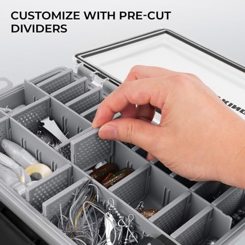Image of KastKing HyperSeal Waterproof Tackle Box, 3600 and 3700 Tackle Trays, Fishing Tackle Box Organizer with Removable Dividers, Lure Box and Terminal Tackle Storage,Black
