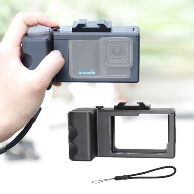 Street Vlogging Handle Compatible with Go Pro Hero 13/12/11/10/9 Black, Portable Hand Grip Stabilizer for Action Cameras, Travel Vlog, Outdoor Filming Accessories, Black-image-30