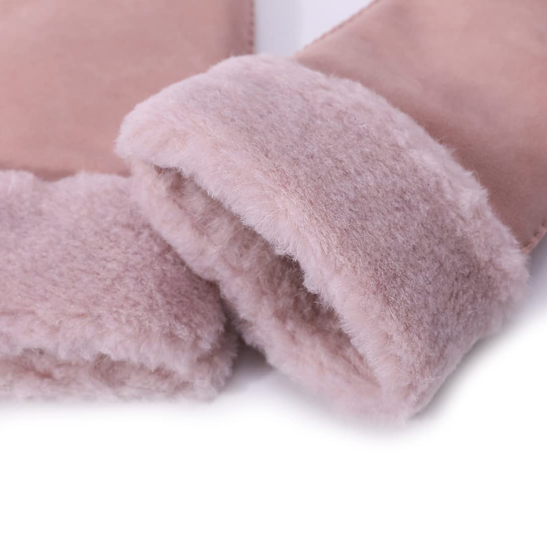 Harssidanzar Guanti del guanto delle Donne,Shearling della pelle di pecora riscaldato caldo del polsino del pelo per inverno freddo KL024EU