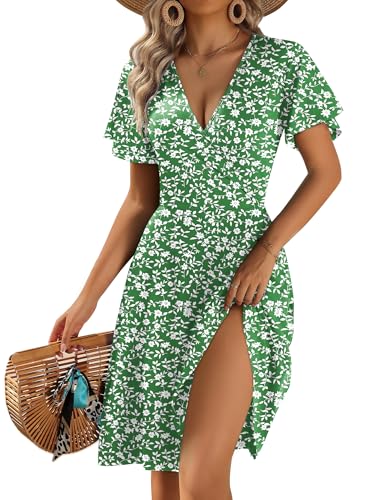 Image of Zeagoo Womens Summer Dresses Wrap V Neck Dress Floral A-Line Ruffle Sleeve Casual Sundress with Pockets 2026