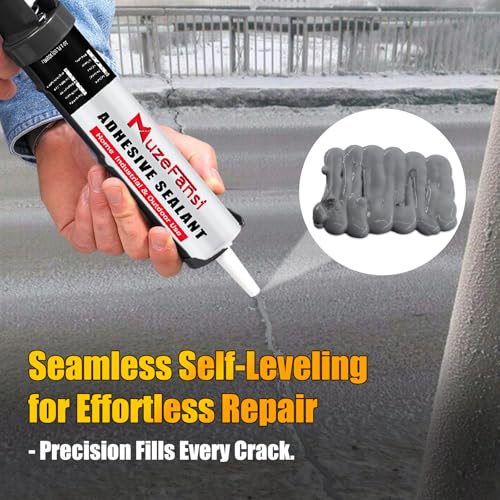 Image of Gray Concrete Crack Filler, Self-Leveling Waterproof Sealant, Fast-Curing Flexible Cement Crack Repair, Concrete Patch (10.1 fl oz, 2 Pack)