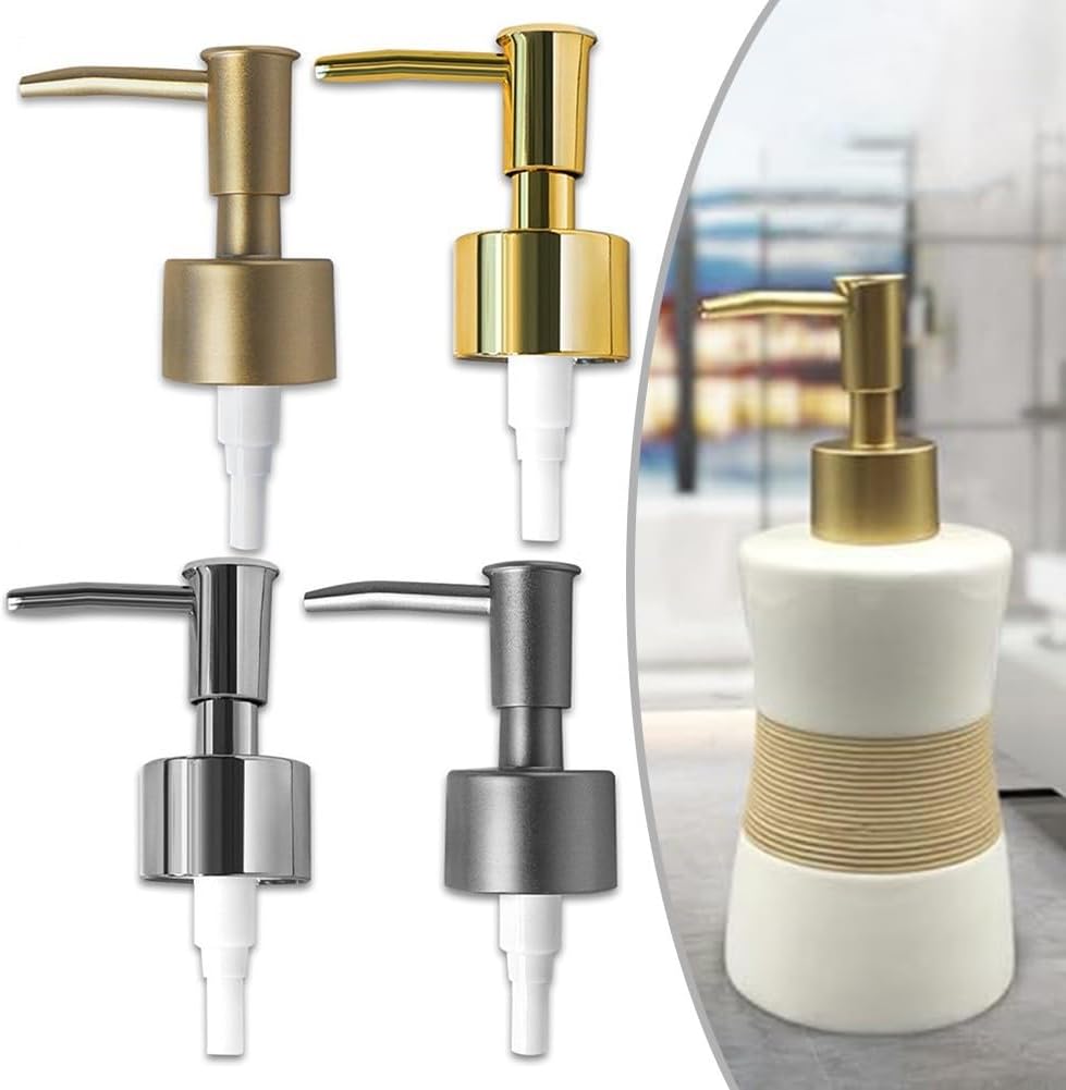 Soap Dispenser Lids,soap Dispenser Pump, Soap Dispenser Pump Replacement, Soap and Lotion Dispenser Replacement Pump Head Hand Soap Dispenser Top for Lotion Bottle(Brushed Gold)