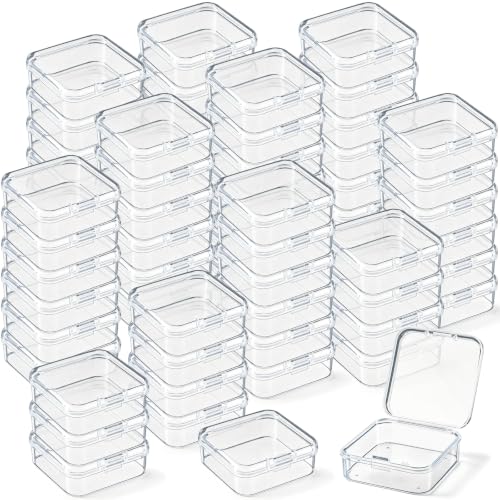 Image of Jetec 120 Pieces Mini Plastic Clear Beads Storage Containers Box for Collecting Small Items, Beads, Jewelry, Business Cards, Game Pieces, Crafts (2.1 x 2.1 x 0.8 Inch)