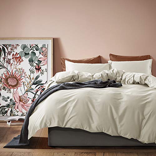 Solid Color Egyptian Cotton Duvet Cover Luxury Bedding Set High Thread Count Long Staple Sateen Weave Silky Soft Breathable Pima Quality Bed Linen (Queen, Bone) Solid Color Egyptian Cotton Duvet Cover Luxury Bedding Set High Thread Count Long Staple Sateen Weave Silky Soft Breathable Pima Quality Bed Linen (Queen, Bone)