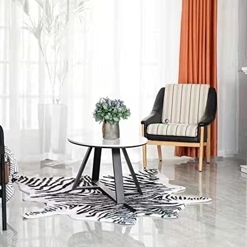 Large Zebra Print Area Rug Carpet Faux Cowhide Leather Animal Simulation Plush Mat Cute Soft For Home Decor Black And White 4.9'X6.6' #TOP4