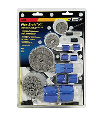 Mr. Gasket 8091 Braided Hose Sleeve Kit-Blu, Blue, 0.250 in.