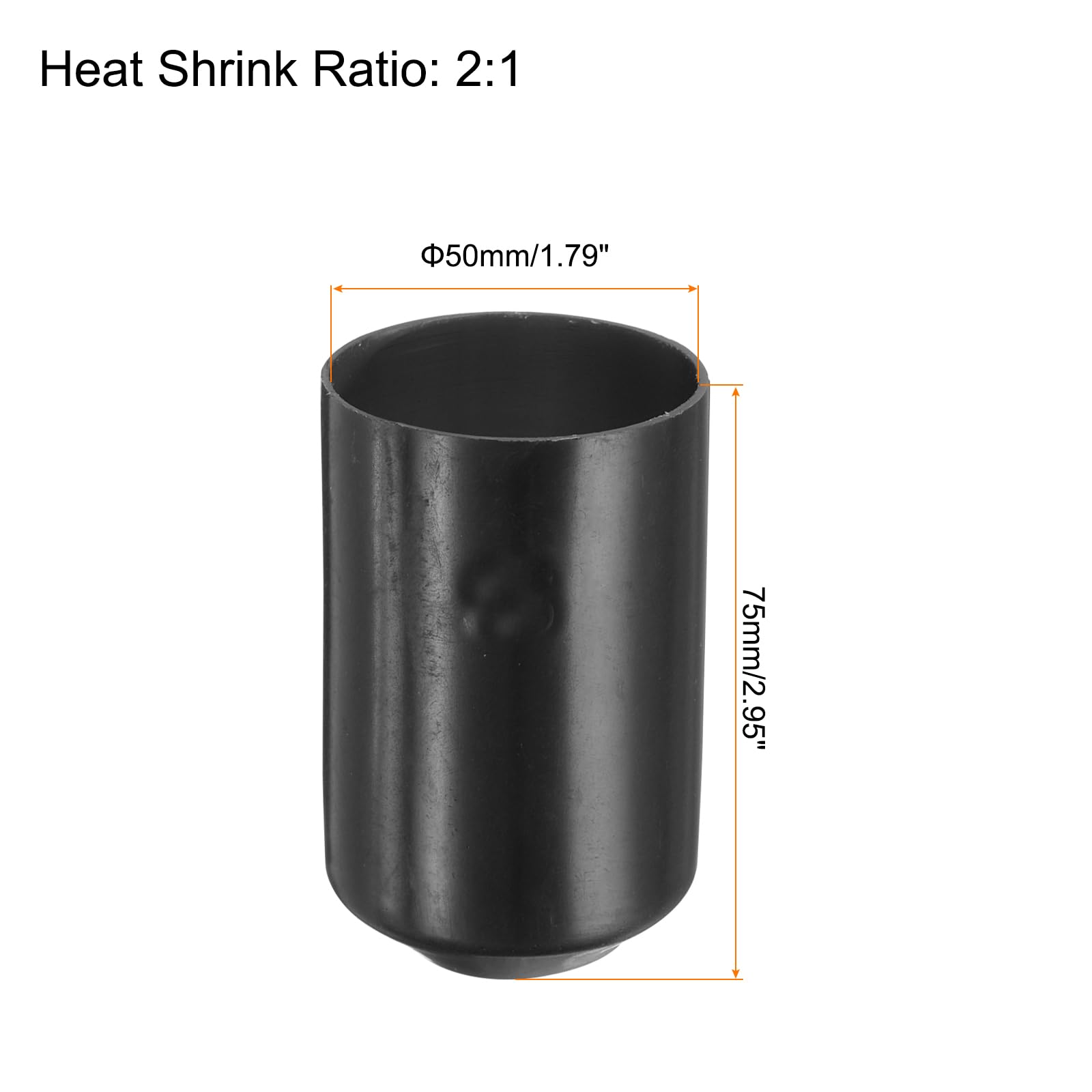 QUARKZMAN 30pz Tappi Termorestringenti 50mm ID x 75mm l Rapporto 2:1 Guaina Termorestringente Impermeabile per Cavi Elettrici, Tappi Termorestringenti Rivestiti Sigillati per Cavi, Nero