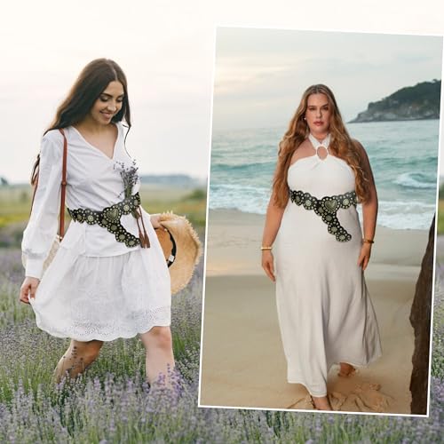 Womens Belt Brown Western Belts for Cowgirl Cowboy Western Country Belts for Dress Boho Wide Waist Belt4