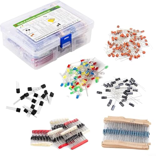 Tidgel Elektronisches Komponenten-Set, 1500 Stück, mit Widerständen, LEDs, Dioden, Kondensatoren für DIY-Projekte, Leiterplattenreparatur und Hobbyisten-Prototyping (1500)