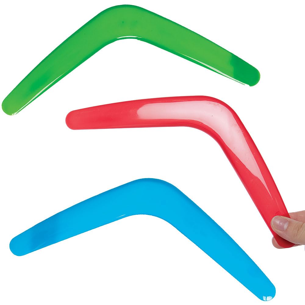 Baker Ross VC223 Boomerang Toys Rainbow Colours - Pack of 6, Rainbow Boomerang Throwing Toys