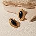 RAUCHBE Big Chunky Golden Earrings for Women Vintage Black Oval Earrings Onyx Statement Earrings Trendy Jewelry