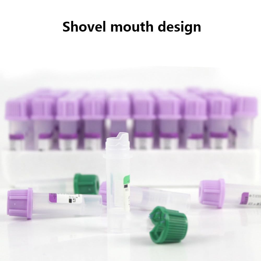 Provette per Prelievo Del Sangue,Provette Monouso in Plastica per Prelievo Del Sangue,0,5/1 Ml,Confezione Da 100,Provette Viola Con Edta K2,Provette Verdi Con Eparina Di Litio,0.5ML-Green