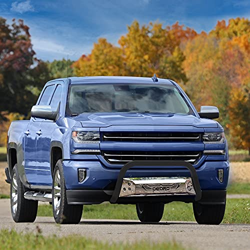 Oedro Paintable Bull Bar Fits 2007-2018 Chevy Silverado/Gmc Sierra 1500 & 2019 1500 Ld & Limited, Truck Brush Guard, Front Bumper Push Bar W/Grille Skid Plate Light Mount #TOP7