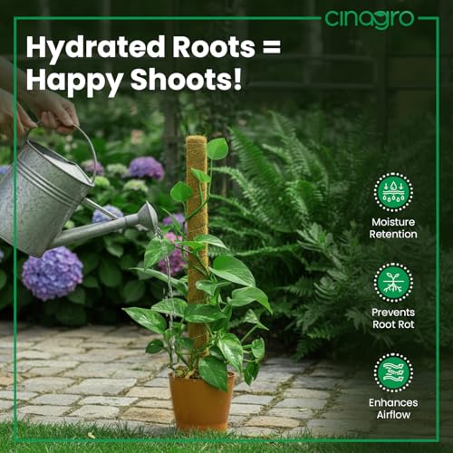 Image of CINAGRO 3ft Natural Coir Moss Stick for Plant Support, Set of 4, Grass Pole | Aesthetic Garden Decor for Climbing Plant, Eco-Friendly, Biodegradable