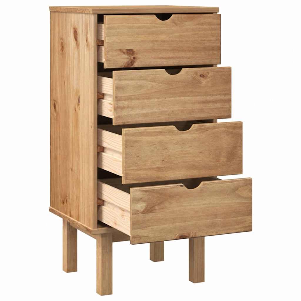 Cassettiera OTTA, 45 x 39 x 90 cm, in legno di pino massiccio, con 4 spaziosi cassetti, stile scandinavo, piano superiore stabile, ideale per soggiorno, camera da letto, corridoio, con