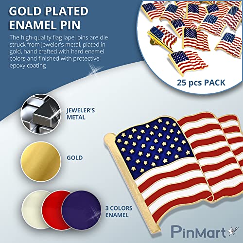 Image of PinMart American Flag Lapel Pin - Made in the USA - Patriotic Enamel Pin