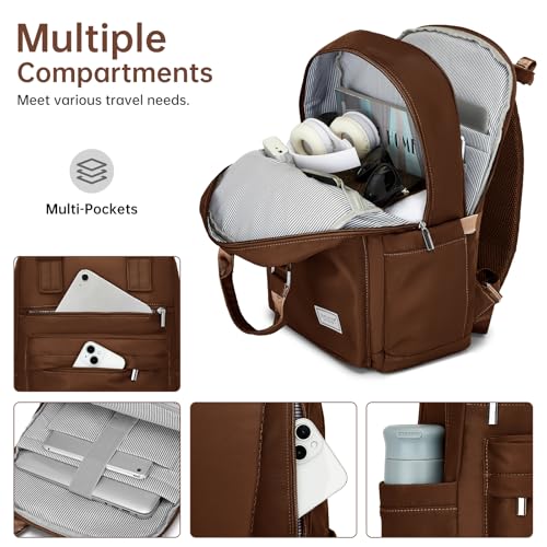 Image of Carry On Luggage 22x14x9 Airline Approved, 22 Inch PP Hardshell Luggage Carry-on Suitcase with Spinner Wheels, Carry On Suitcase Set for Women(Mocha