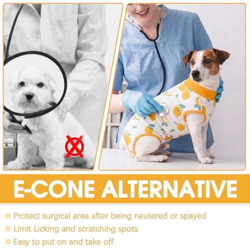 Image of BRKURLEG Small Dog Recovery Suit After Surgery Female Male, Back Zipper Spay Recovery Suit for Dogs & Cats, Anti-Licking Puppy Surgical Onesie for Abdominal Wound, Cone Alternative, Yellow L