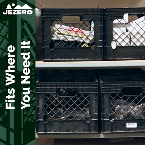JEZERO 16 Quart Heavy Duty Plastic Crate | Stackable Multi-Purpose Storage Bin for Garage, Home, Office, Groceries, Outdoor, Camping & Kayaking | Black Utility Tote, 13" x 13" x 11" by JEZERO - Image 4