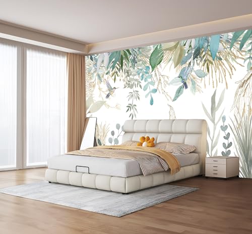 MWSSEGGE 3D Papier Peint Tropical Plantes, Feuilles, Oiseaux Papier Peint Panoramique Pour Salon Chambre Chambre D'Enfant Décoration Murale (200x140 cm)