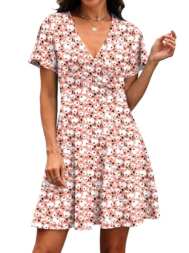 Image of RUMIA Women Casual Dresses Wrap V Neck Dress A-Line Summer Sundress Fashion