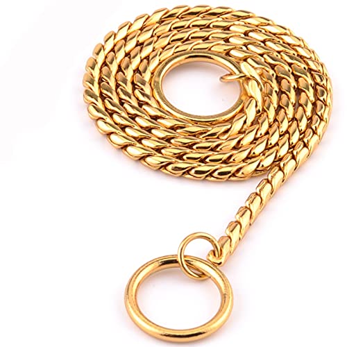 VIXDA 7 Size Gold Silver Stainless Steel P Chain Snake Chain Dog Harness Twisted Necklace Pet Show Training Choker Collars Dog Leash