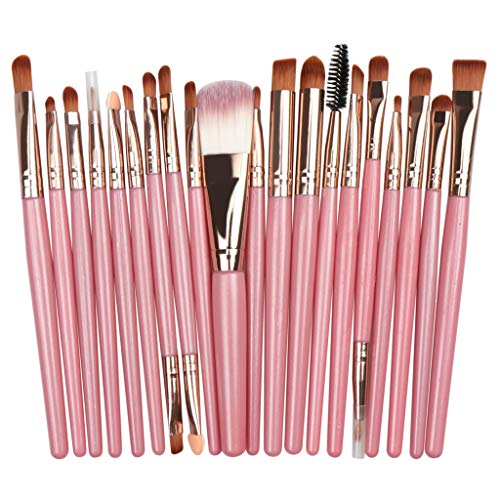 MHDGG Makeup Brushes Set, 20Pcs Professional Cosmetics Makeup Brush Set for Foundation Blending Blush Concealer Shader Eyeshadow Eyeliner Cosmetic Beauty Tool Kit,Pink