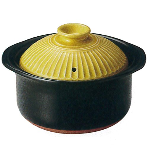 Image of CtoC JAPAN Select 53-92161/2-981046 Rice Pot, Yellow, 2 Cups, Rice Pot, 7.8 x 5.7 inches (19.8 x 14.5 cm), 43.3 fl oz (1,100 cc), For Direct Fire Rice Cooking, Rice Earthenware Pot, Banko Ware