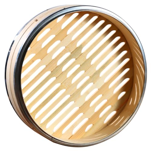 TOBBOMEY 竹製蒸籠 ステンレス縁取り 家用蒸し器 蒸し野菜 魚 肉対応 滑らか表面 手入れ簡単 繰り返し使用可能 贈答用にも適した蒸しバスケッ