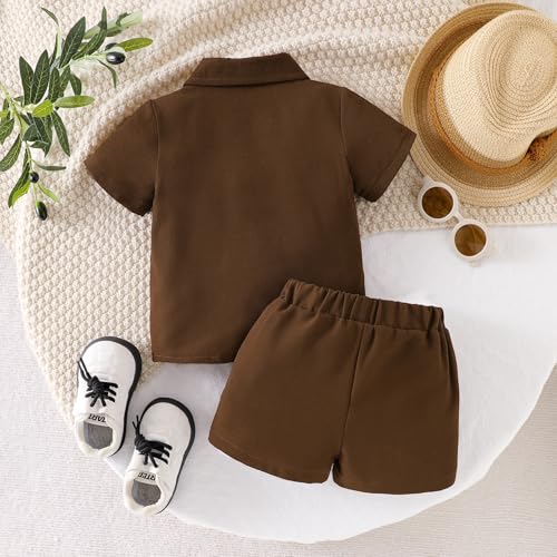 Image of Toddler Boy Clothes Summer Outfits Button Down Shirt Shorts Set 1-5T