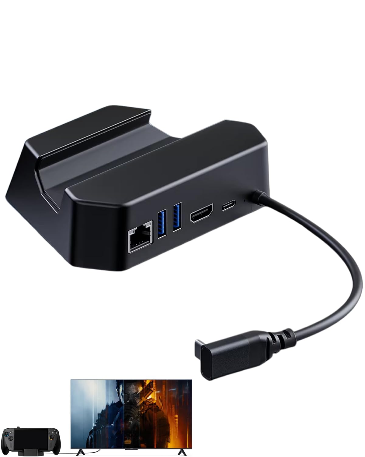 Estación de acoplamiento para ROG Xbox Ally/Ally X, base de modo de TV portátil 5 en 1 con HDMI 2.1 4K a 144Hz, carga PD de 100 W, Gigabit Ethernet y 2 puertos USB 3.0, compatible con modo