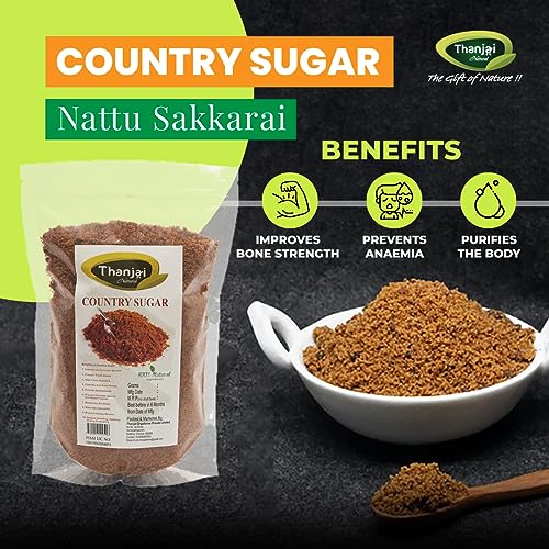 Image of Thanjai Natural 3kg Sugarcane Jaggery Powder | Naatu Sakkarai | Prepared Naturally Pure Country Sugar (3000g)