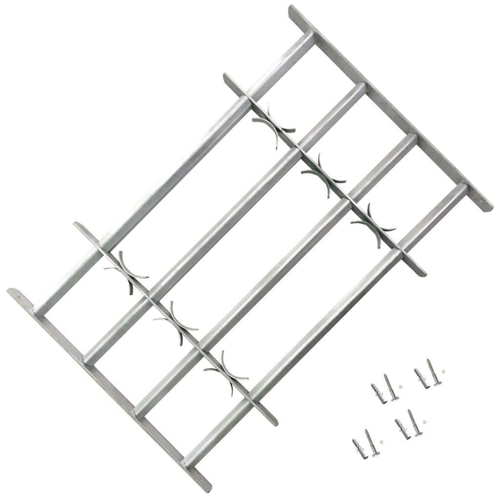 Tidyard Grille de Défense Ajustable à 4 Traverses pour Fenêtre - en Acier Galvanisé - Robuste et Durable - 1000-1500 mm