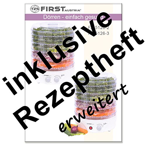TZS First Austria - Dörrgerät mit Timer bis 12 Std und Temperaturregler von 35-70°Celcius, 5 Etagen, BPA Frei, inklusive Rezeptheft, Dörrautomat Dörrgerät Obsttrockner Dörrapparat mit Zeitschaltuhr - 6