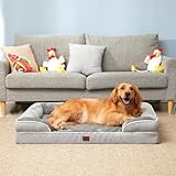 EHEYCIGA Orthopädisches Hundebett Kleine Hunde, 76x51cm, Memory Foam Hundekorb Mittelgroße Hunde, Waschbar Hundesofa Wasserdicht rutschfest, Hundecouch mit Hohem Rand, Grau