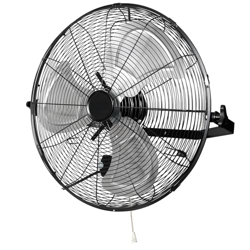 Allsheen 18 Inch Wall Mount Fan - High Velocity Fan, 3 Adjustable Speeds & 270° Tilting, Industrial Fan for Bedroom, Patio, Warehouse, Metal Fan for Optimal Ventilation Cooling, Durable Wall Fans.