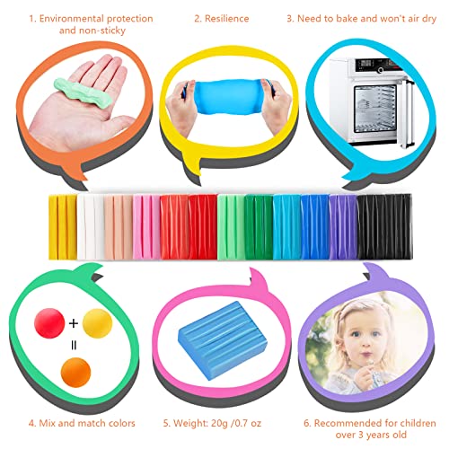 Image of CiaraQ Polymer Clay Kit, Mini Modeling Clay Set | for Kids /Beginners / Artist, 12 colors