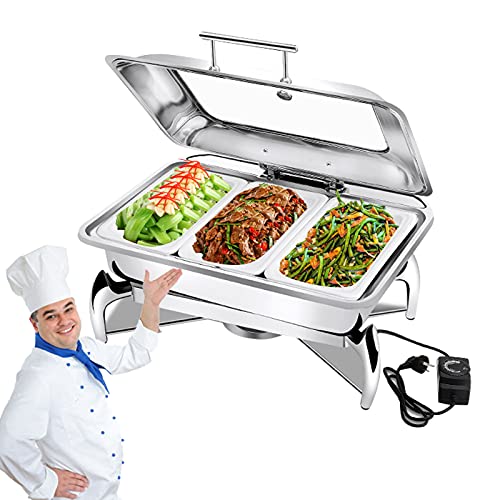 LYUQIU Chafing Dish Speisenwärmer, Speisenwärmer Edelstahl Elektrisch für Partys Buffets, Buffetwärmer mit Abnehmbarem…