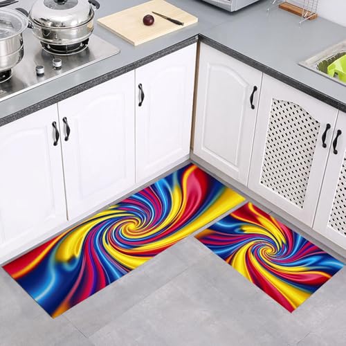 Alfombra de cocina anti fatiga impermeable de remolino abstracto para proteger zonas de paso 2