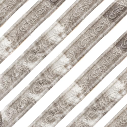 GORGECRAFT 2 rollo de 2.3mX4cm de Espuma para Papel Tapiz Borde de Pared Autoadhesivo con Diseño Floral 3D para Zócalos Rodapiés Molduras de Azulejos para Líneas de Techo Decoración Del Hogar Gris