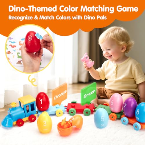 Image of hahaland Montessori Dinosaur Train Set, Learning Toy for Toddlers Ages 2-3