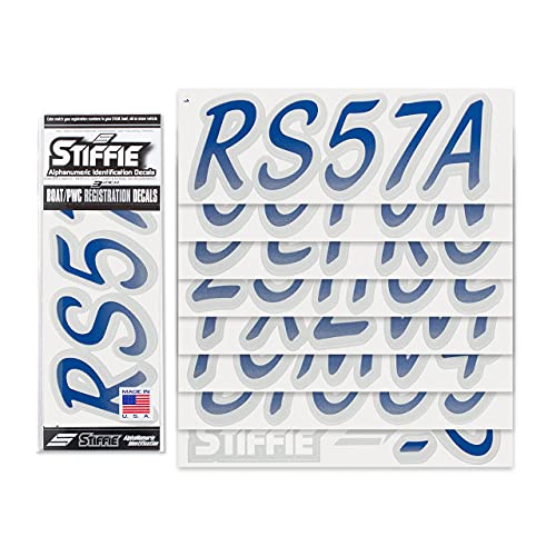 Image of STIFFIE Whipline Navy /Silver 3 inch Boat & PWC Registration Decals • Numbers Letters Stickers