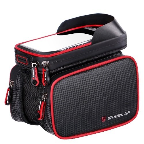 Wheel-UP Sac Cadre/Guidon Sacoche de vélo Sacoche Tube supérieur, Handy Sac étanche Sensitive de Touch Screen, noir/rouge