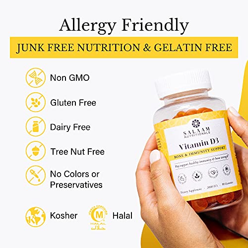 Salaam Nutritionals - 2000 Iu Vitamin D3, Vitamin D3 Gummies For Adults, Bone, Teeth, And Immunity Support, 90 Count, 1 Pack #TOP3