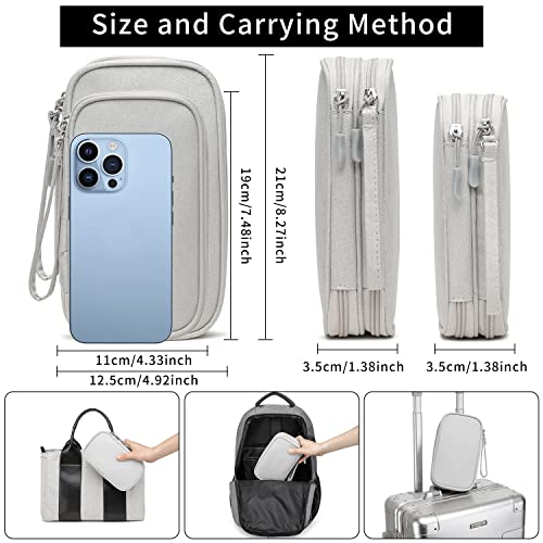Cable-Organizer-Electronic-Organizer-Bag-Pouch-Electronic-Accessories-Carry-Case-Portable-Water-Resistant-Double-Layers-Storage-Bag-for-Cable-Cord-Charger-Hard-Drive-Earphone-Grey