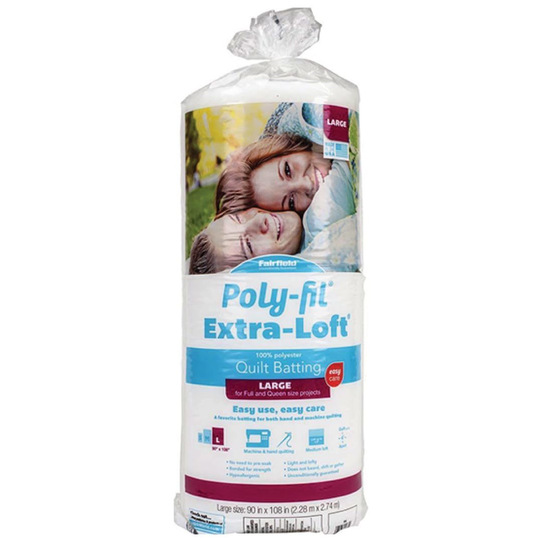Fairfield Extra-Loft Bonded Polyester Batting-Queen Size 90-inch x 108-inch, Other, Multicoloured