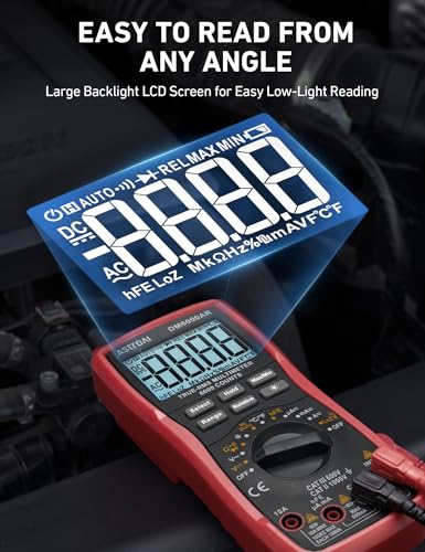 Image of AstroAI Digital Multimeter TRMS 6000 Counts Volt Meter Ohmmeter Auto-Ranging Tester; Accurately Measures Voltage Current Resistance Diodes Continuity Duty-Cycle Capacitance Temperature, Black
